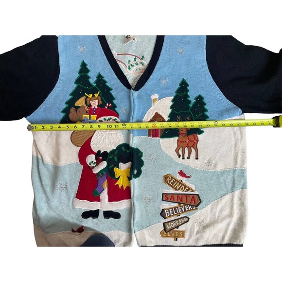 Quacker Factory Santa North Pole Santa's Workshop Size 3X Christmas Sweater - Picture 4 of 10
